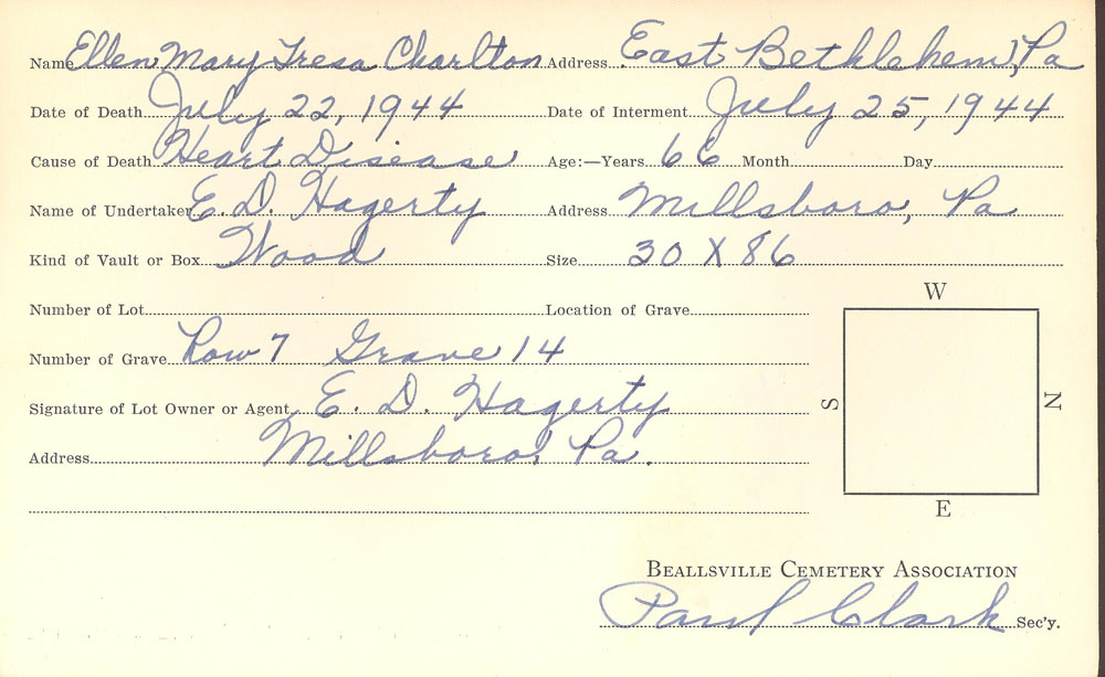 burial card